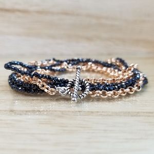 Double Row Rose Gold Wrap Bracelet With Spinel